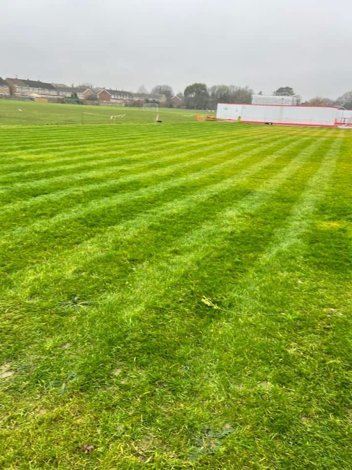 Sports pitch stripe cut