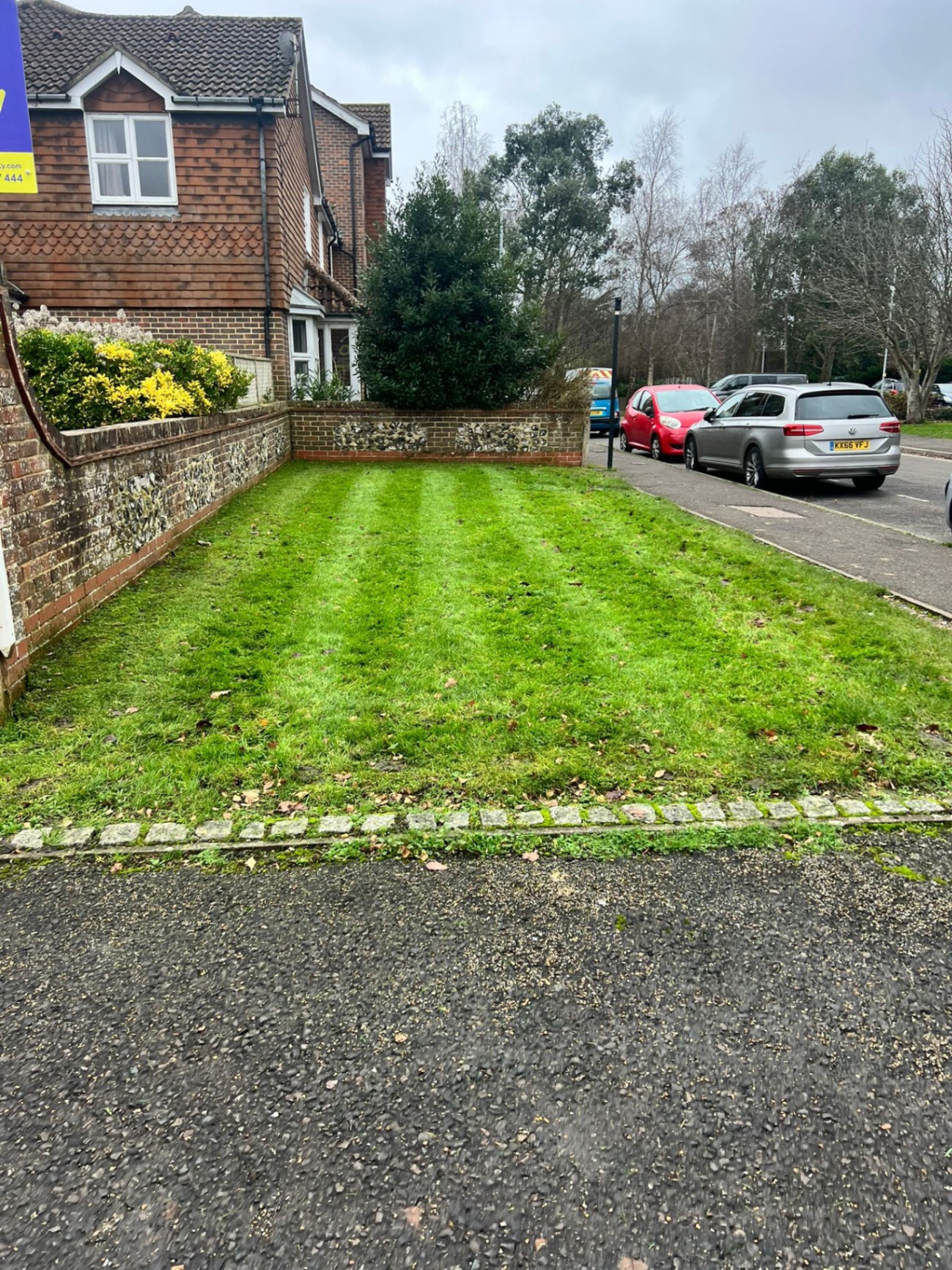 Front lawn stripe cut